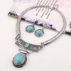 Etnisk Stil Simulering Ädelstensprydnad Dam Halsband och Örhänge Set För Män och Kvinnor