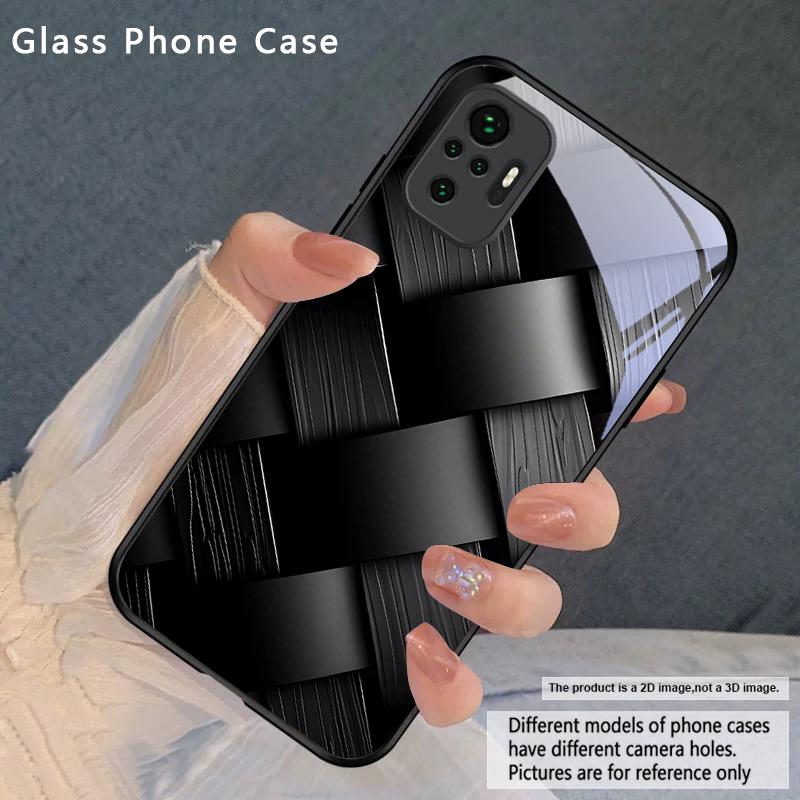 

Dark geometric texture For Redmi Note 8 9 9S 12S 10 Pro 11 12 13 Pro+ 14 Pro K60 Ultra 13C 14C A3 12 13 Black Glass Phone Case Redmi Note 10 Pro