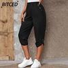 BITCED Women's Fashion Casual Solid Color Print  Trousers
