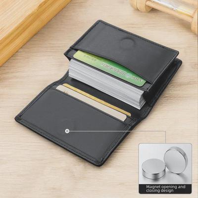 Visitenkartenetui aus Rindsleder mit Magnetschnalle für Herren LOGO