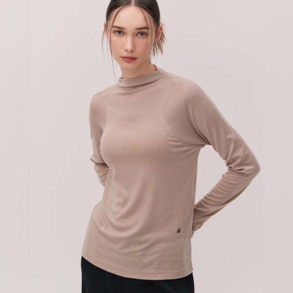 Huit Men S Wool Blend Mock Neck Lining Long Sleeve Tee Htwtl5l10t BK (BLACK)/S