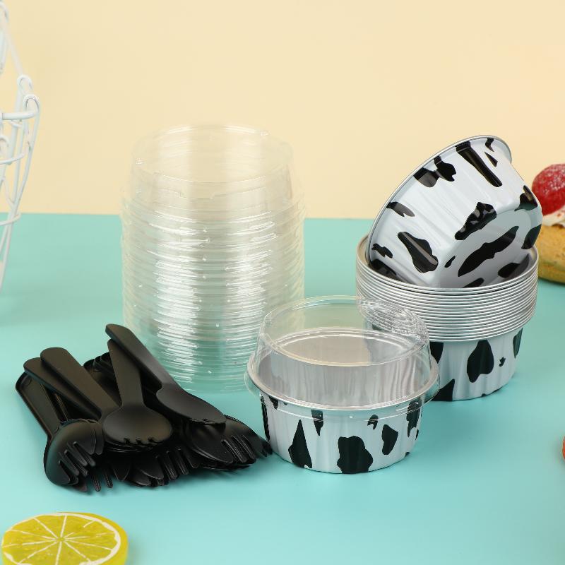 20 Set Aluminum Foil Cake Cups Mini Cake Pans Disposable Baking Mold For Mousse Pudding Portion Baking Tray