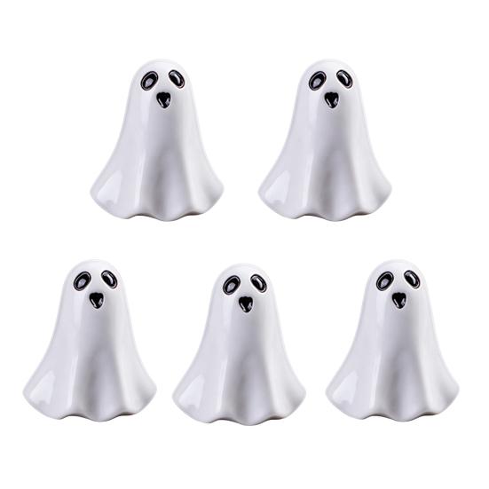 Piccole Sculture di Fantasmi in Resina 5 Pezzi Mini Figure, Fantasmini per Decorazione di Halloween, Accenti Decorativi per la Casa Gotica Ornamenti Spettrali Vasi a Gradini