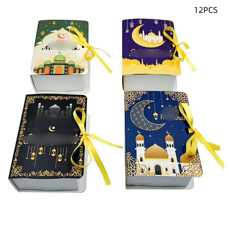 12PCS Ramadan Gifts Bags Eid Mubarak Candy Bags Islamic Muslim Gifts Packaging Supplies Ramadan Decorations 2026+