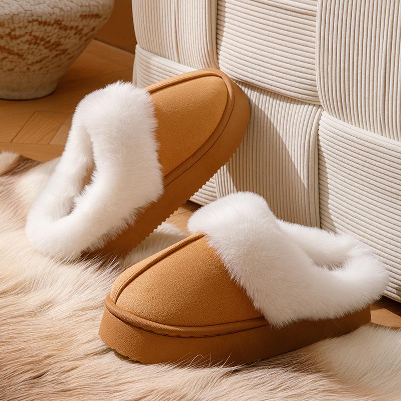 thick-soled plush cotton slippers indoor warm non-slip shoes plush deodorant plush slippers autumn and winter