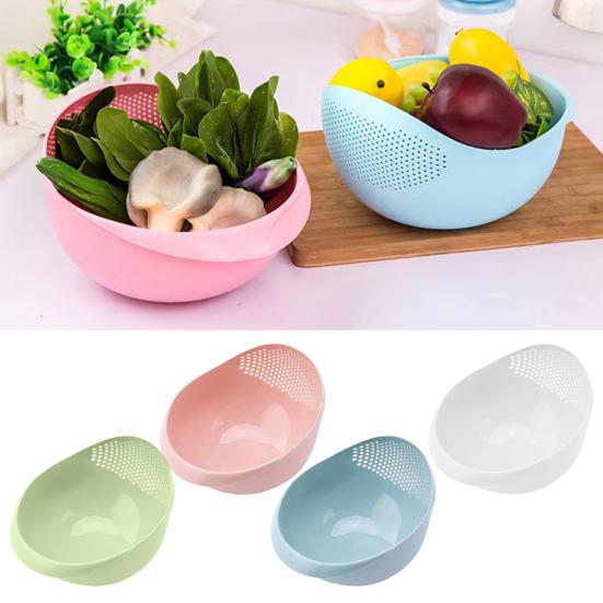 4Pcs Plastic Colander Rice Washer Vegetable Strainer with Fine Mesh Food-Grade Stackable Kitchen Strainer Basket Colander for Washing Draining Storage