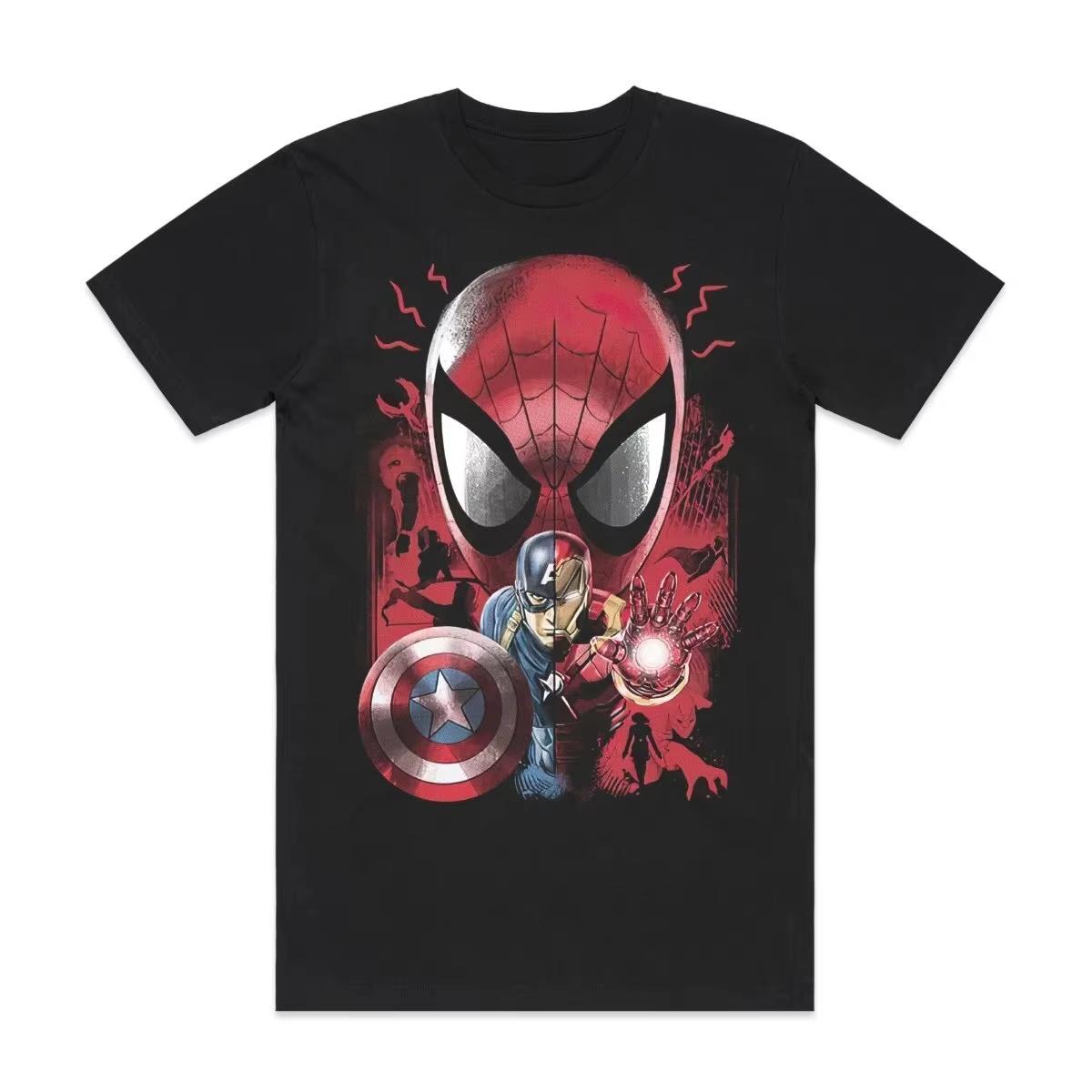 

Spiderman Into The Spider Men s T-Shirt Black Loose Fit Casual Summer Cotton Women Couple Tops Disney Tee Trendy Oversize Unisex S