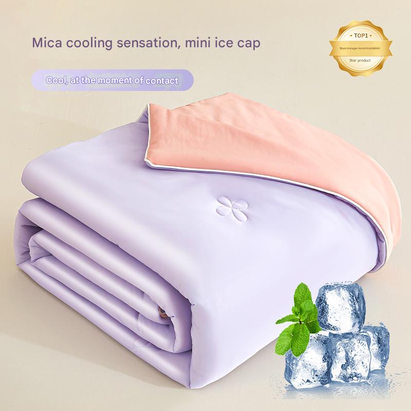 Super Soft Cooling Quilt Summer Cool Quilt Skin Friendly Quilt Air Condition Comforter Solid Ice Silk Cool Blanket Thin Quilt for Bed