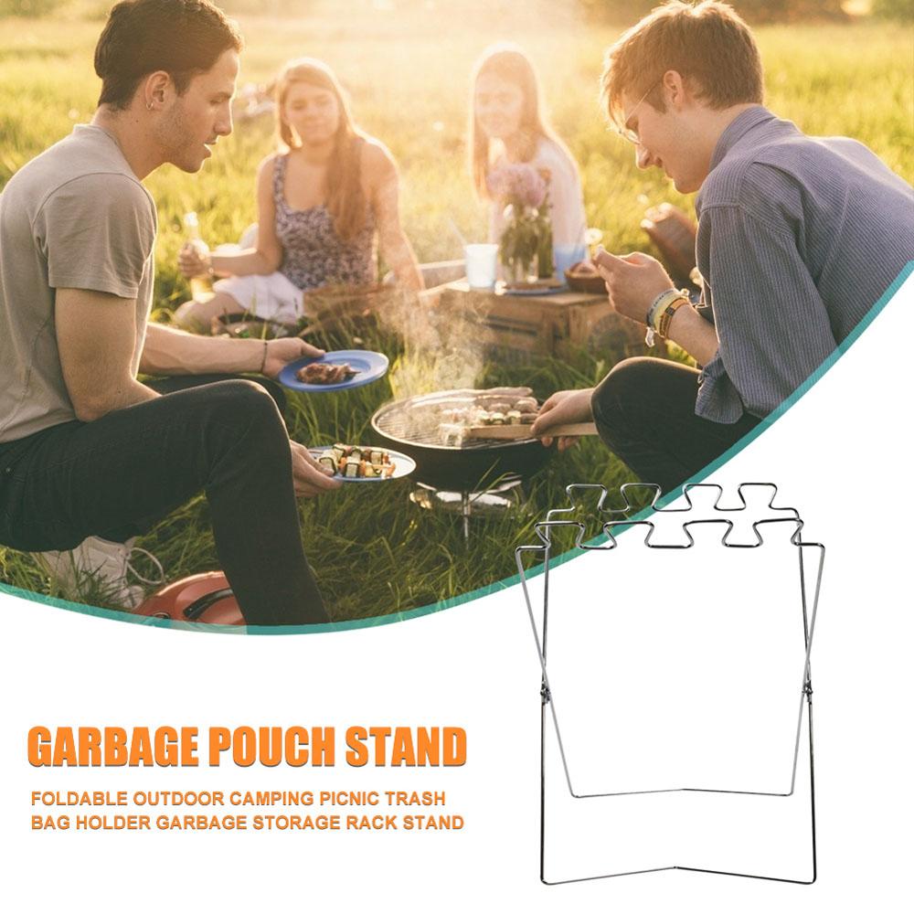 Picnic Camping Foldable Garbage Rack Folding Trash Rack Garbage Frame Trash Bag Holder Stand