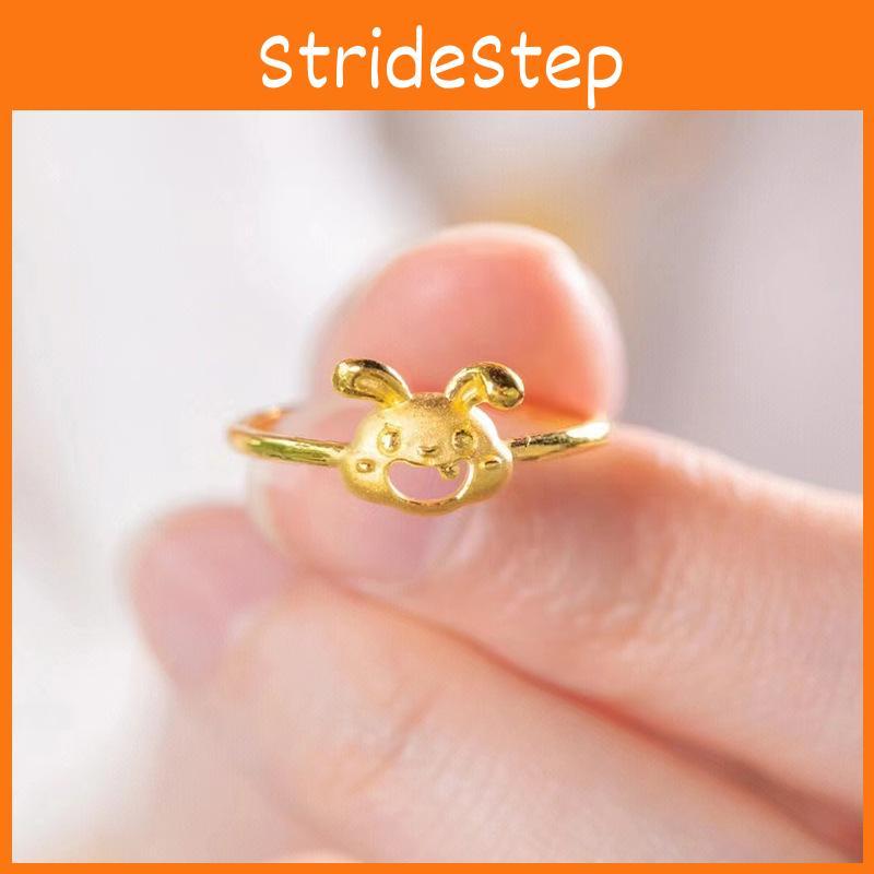 Adjustable Gold Cute Color Rabbit Ring With Adorable Smiling Face Women For