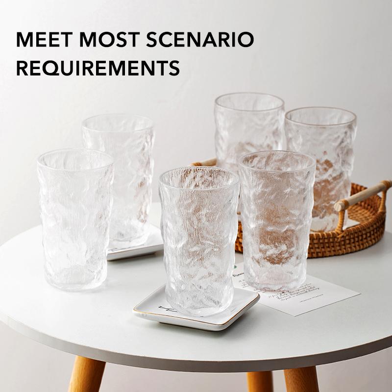 Romantic Water Glasses Tumblers Hammered Glacier Drinking Glasses Set for Juice,Coffee, Beer, Water, Cocktails, Whiskey