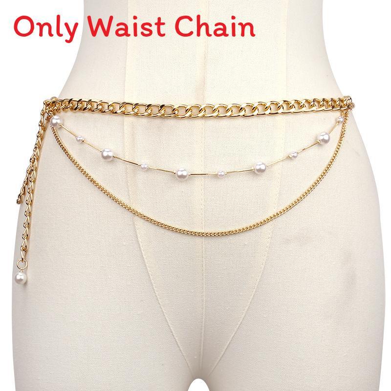 Vintage European Body Chain With Pearl Multilayer Design For Casual Summer Wear