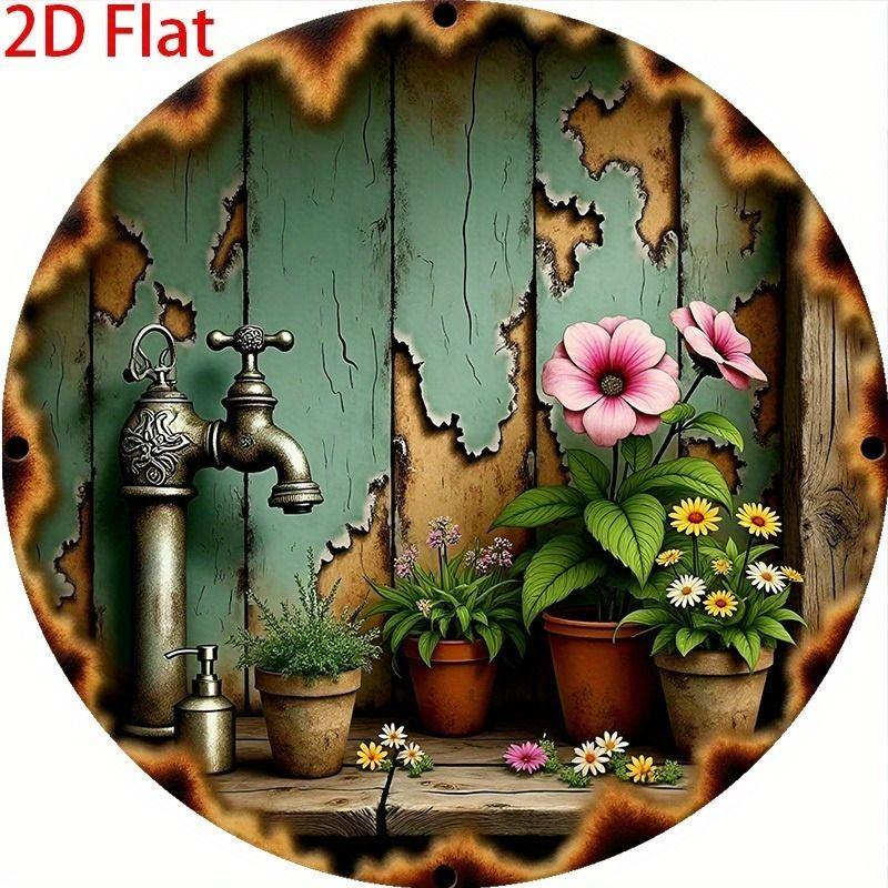 2D Flat Hanging Decorative Metal Sign Hand Painted Art