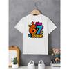 European sizes New Creative Minimalist Multicolor Letter Number 67 Pattern Print T-Shirt Baby And Children'S Fashion Individual Novel Pattern T-Shirt