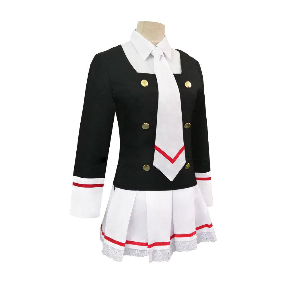 Anime Card Captors Sakura KINOMOTO Cosplay Costume Aldult Woman Cute Loli Sailor JK Uniform Top Skirts Shirt Tie