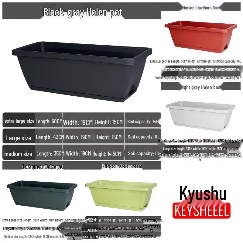 KEYSHEEL Rectangular Plastic Hanging Planter with Tray