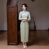 New 1011 Autumn and Winter National Style Improved Suede Cheongsam New Chinese Large Size Long Wedding Banquet Performance