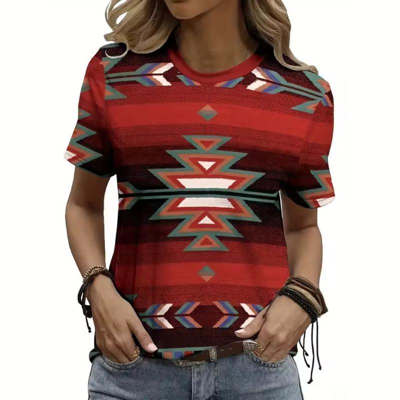 

Women s T-shirt 3D Pattern Printed Casual Short Sleeved Vintage Pattern Printing O-Neck Top Fashionable Street Women s Clothing 5XL