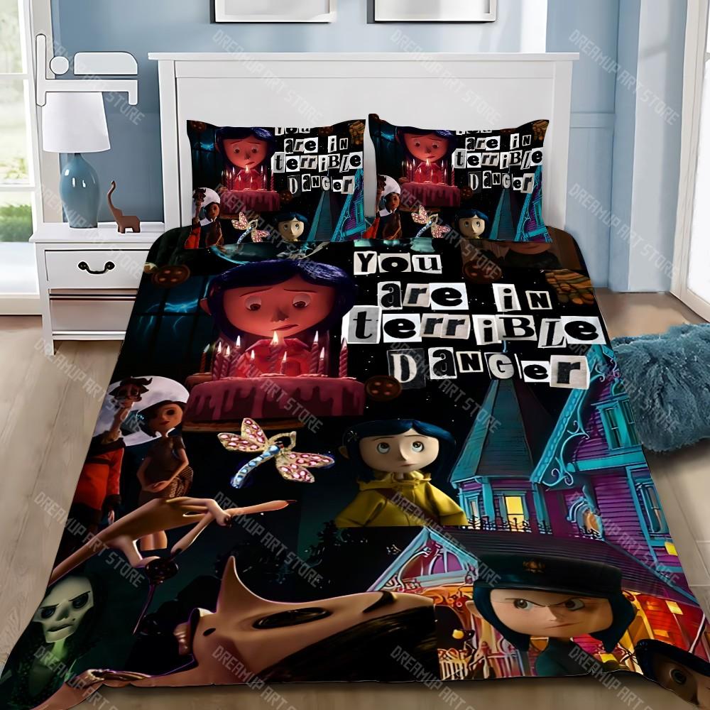 Cartoon Duvet Cover Pillowcase Bedding Set Adult Boy C-coraline Girl Bedroom Decoration Children Gift Single Double Large Size