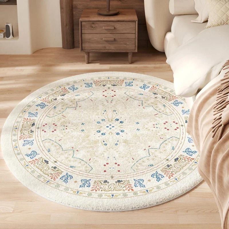 Bohemian Style Rugs for Bedroom Retro Living Room Decoration Round Carpet Fluffy Soft Bedside Plush Rug Thick Casual Floor Mat