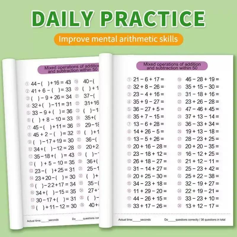 Addition and Subtraction Arithmetic Exercise Book Quick Calculation Math Training Math Arithmetic Books 10-100