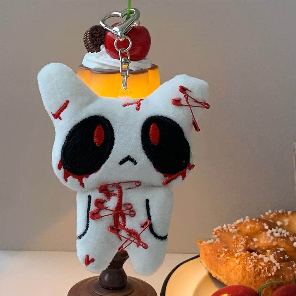 Halloween Ghost Doll Key chain Plush Bloody Doll Gothic style Scary Backpack Pendant Heart Buckle Pendant for gift
