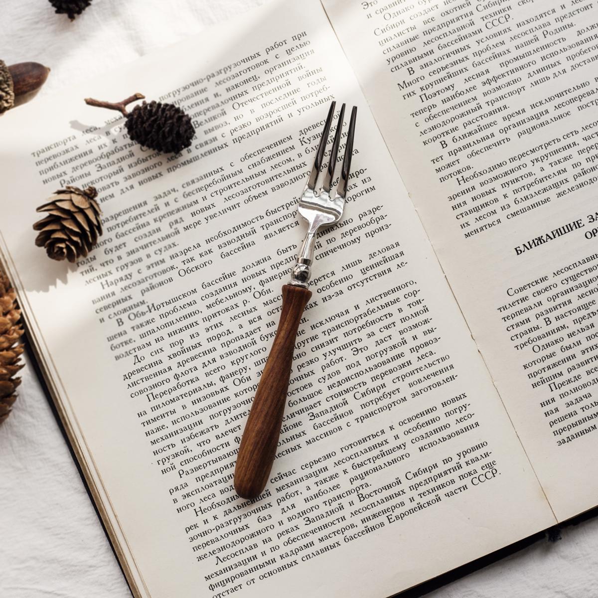 

French Light Luxury Wooden Handle Western Tableware, Spoons Forks, Retro Pasta Forks, Main Course Dessert Spoons, Steak Knives