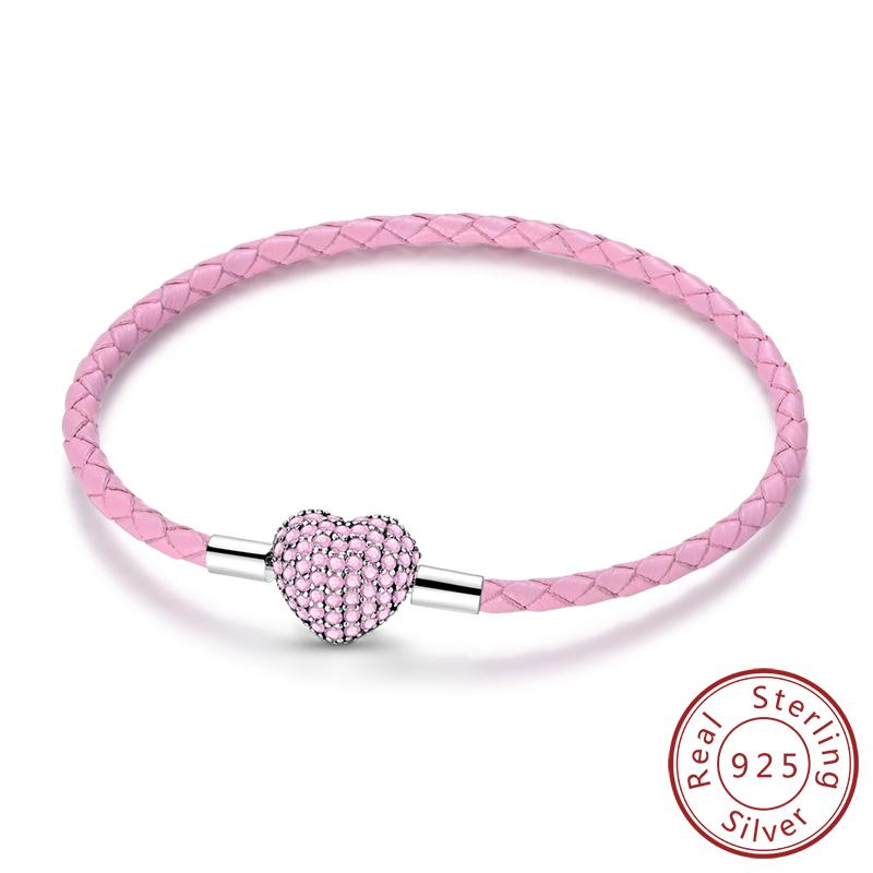 Original Bracelet Bangle 925 Silver Charm Bracelet 17-20CM Love Cross Snake Bone Bracelet for Women Girl DIY Jewelry