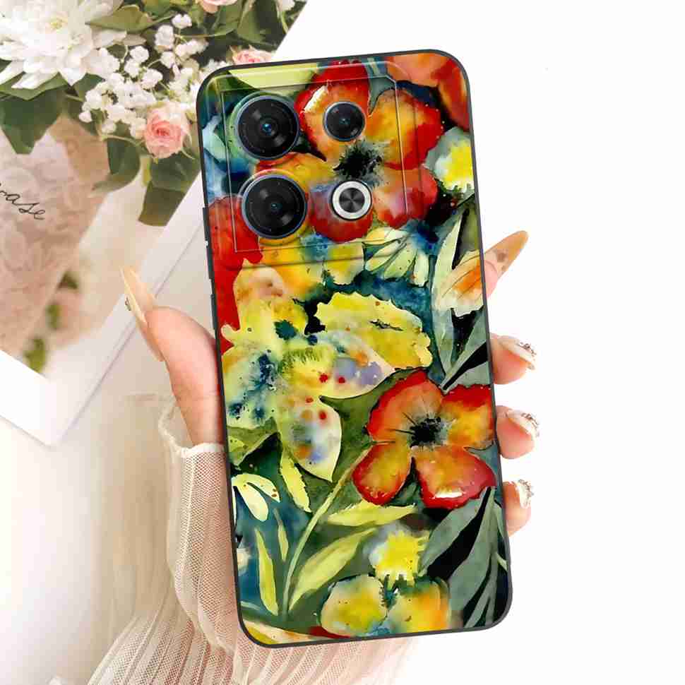 Pour Infinix GT 10 Pro 5G X6739 Étui Mode Fleurs Colorées Complète Housse Souple en Silicone Pour Infinix GT 10Pro 10 pro 5G Étuis de Téléphone