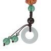 Flower Mobile Phone Charm Braided Cell Phone Strap with Wooden Flower Charm And Faux Jade Ring Chinese Style Phone Lanyard