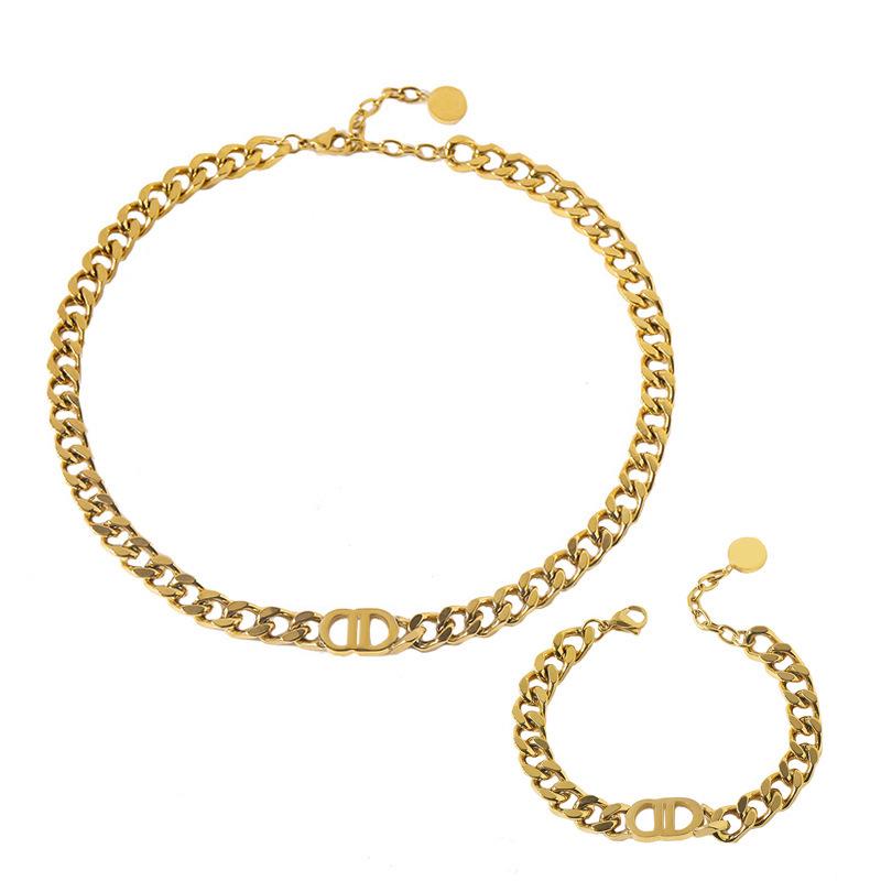 

Европейский и американский стиль Массивный цепной набор ожерелий из титановой стали