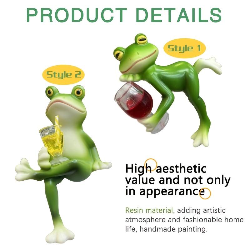 Funny Drinking Frog Statue Flower Pot Hugger Resin Hanging Frog Figurine Planter Pot Decorations For Home Clarinet Ornament