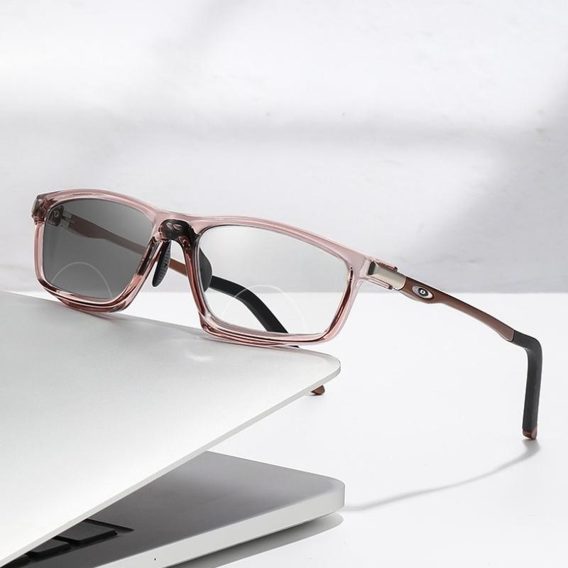 Photochromic Square Reading Glasses For Women Fashion Retro Eyewear Trendy Square  Anti Blue Light Presbyopia Glasses 0 To +4.0