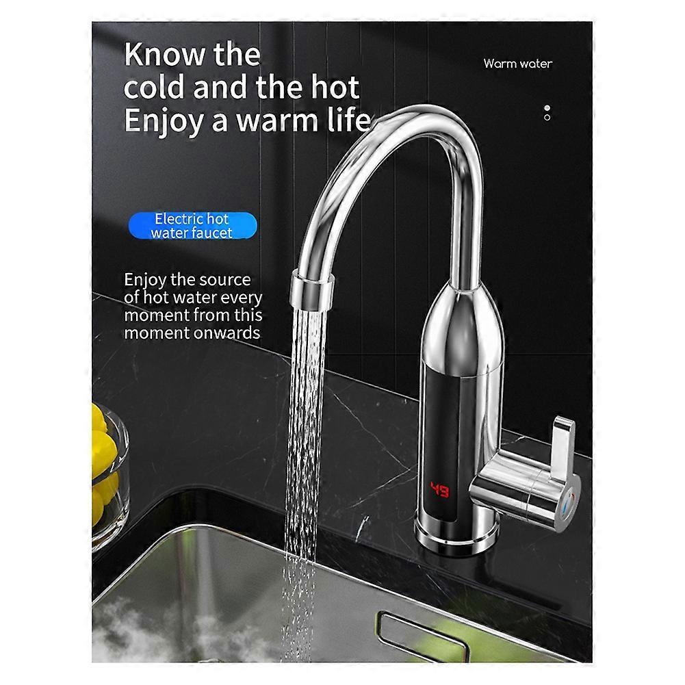 Electric Kitchen Water Heater Tap Instant   Stainless Steel Water Faucet Heater Cold Heating Faucet EU Plug,B