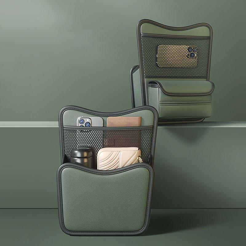 Quality Leather Car Organizer Seatback Storage Bag Cup Holder/Double Side Multi-pocket Auto Middle Seat Hanging Bag Tissue