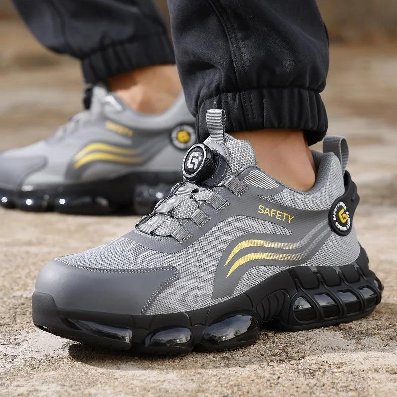 Fashion Safety Boots Fashion New Safety Work Shoes Anti-smash Anti-puncture Anti-odor Men Wear Shoes Non-slip Knob Buckle Steel Toe Shoe