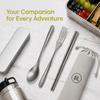 3 Piece Set Lightweight Titanium Flatware Durable Portable Tableware Set  Outdoor Dining