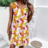 Plus Size V Neck Sleeveless Dress Watercolor Blossom Print For Outdoor Garden Party