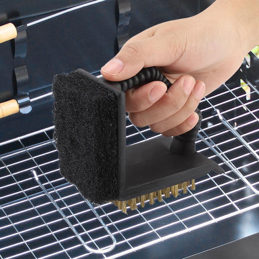 Multi Functional BBQ Cleaner Brush Plastic Copper Wire Scouring Pad Grill Brush  Backyard Party
