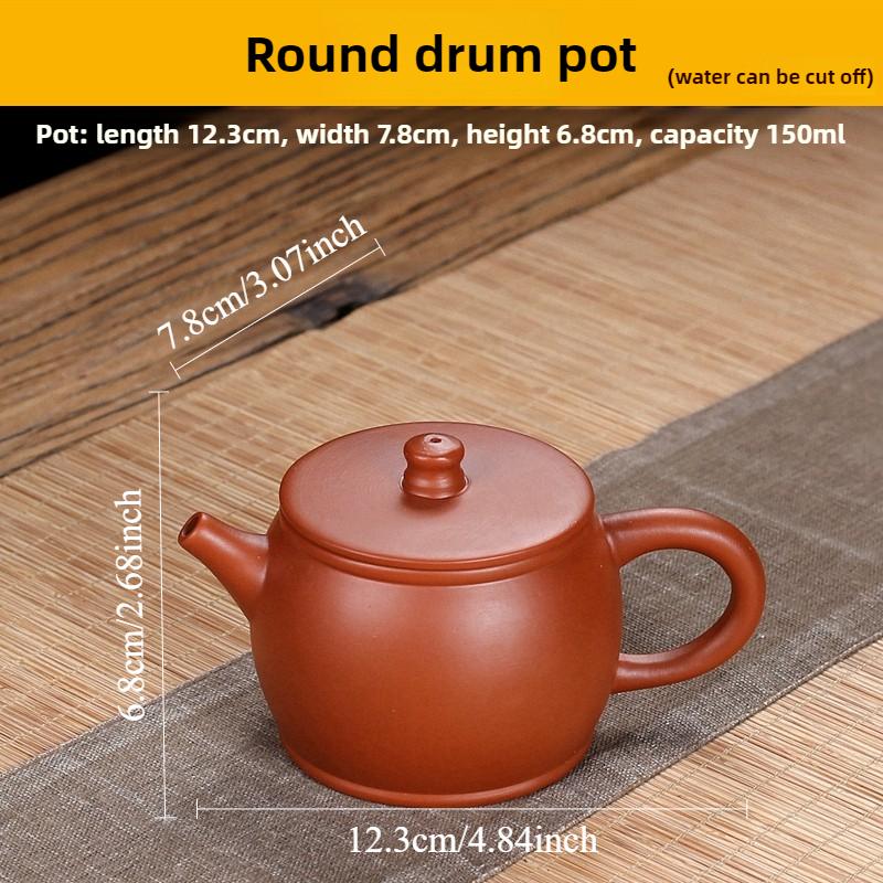 

Chinese YIXING Purple Clay Teapot, Handmade Vermilion Clay Hanwa Teapots, PUER Kung Fu Teapot, Round Drum Teapot 150ml