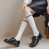 Women Stockings Bee Embroidery Long Socks Solid Color Black White Gray Stockings Knitted Cotton Knee Socks Women Stockings