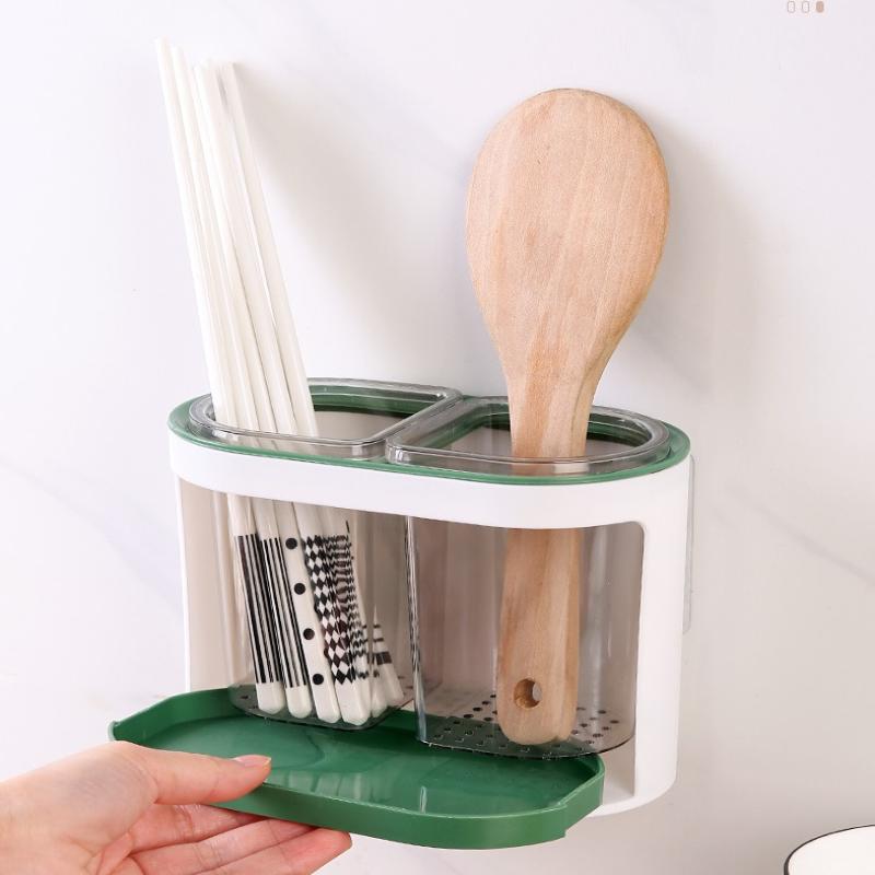 Utensil Holder Cutlery Drainer Kitchen Tableware Storage Bucket Plastic Chopstick Spoon Storage Rack Detachable Kitchen Tools
