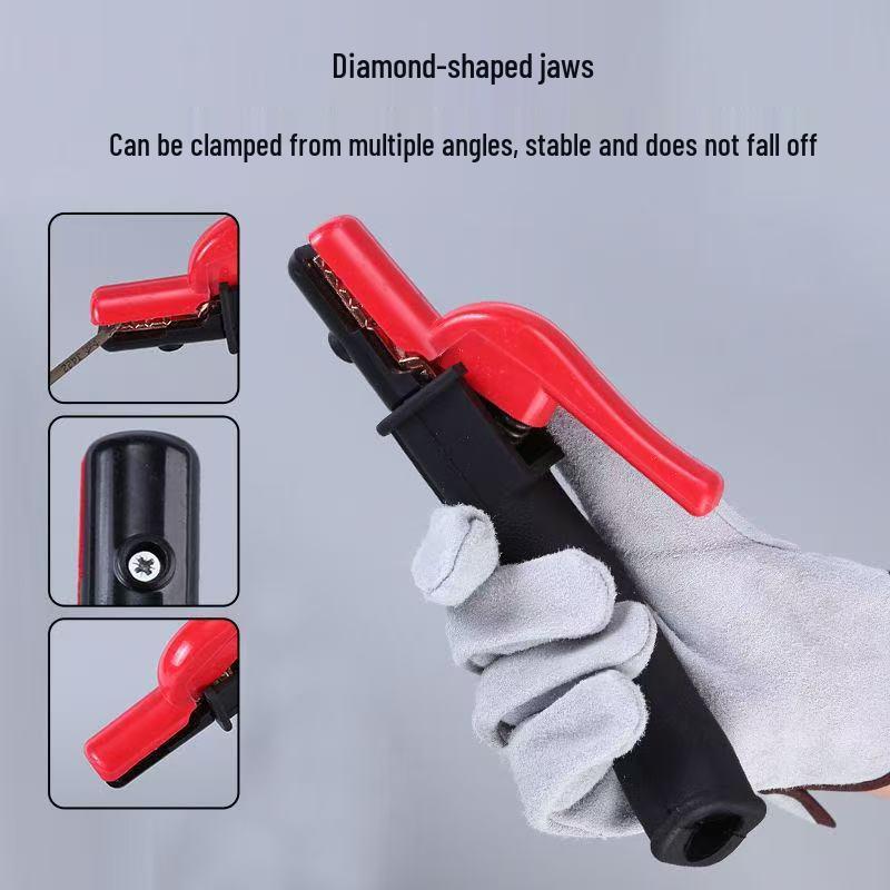 Shockproof 800A Bent Handle Electric Welding Pliers - All Copper, Drop-proof Clamp, Heat Resistant.