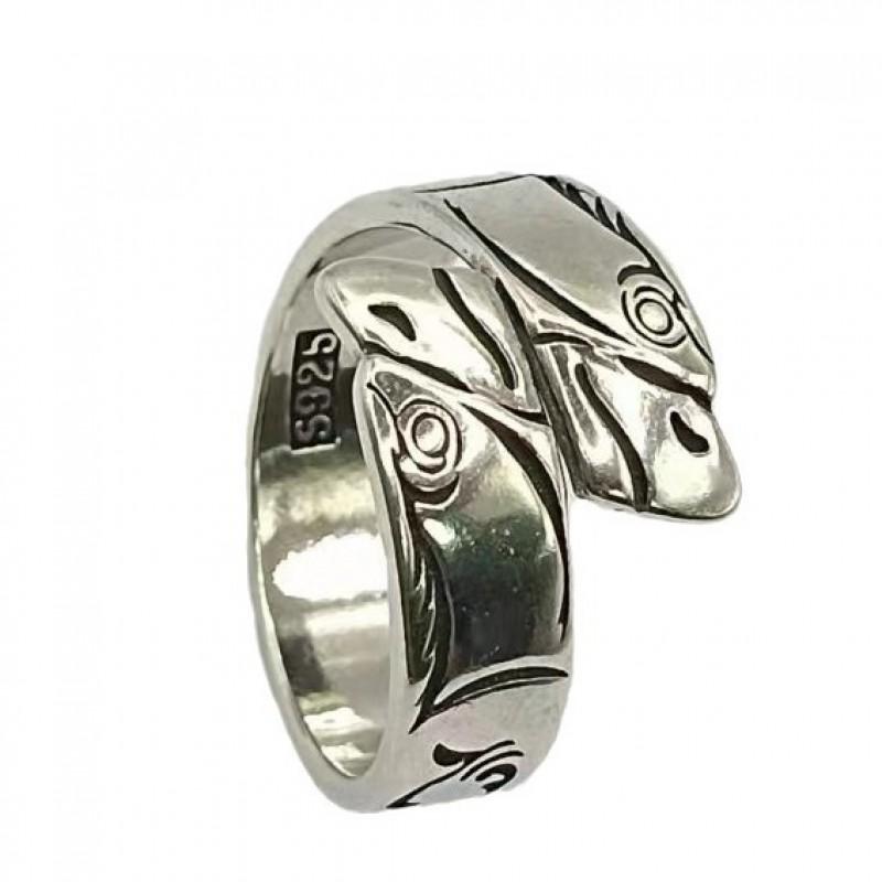 Adjustable Sterling Eagle Beak Ring Men Women Vintage Geometric Animal Statement