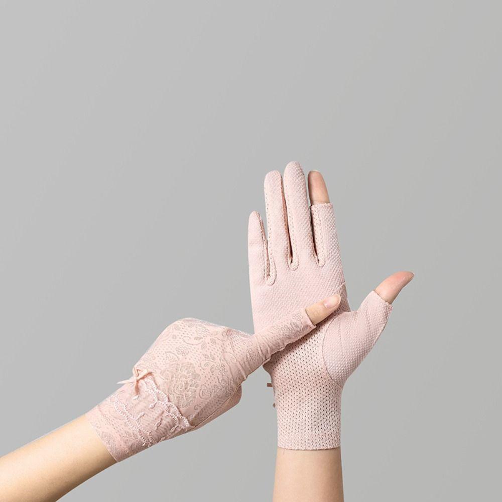 Fashion Summer Sunscreen Gloves UV Protection Breathable Sun Protection Gloves Thin Elastic Anti-UV Mittens Women Girls
