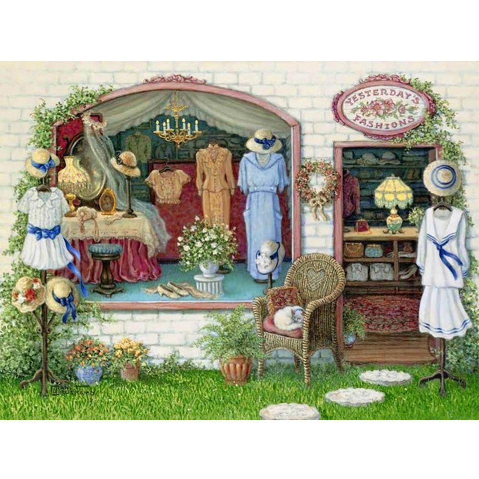 5D DIY Full Round Diamond Painting Flower Diamond Embroidery Landscape Picture Cross Stitch Rhinestone Mosaic Home Decoration