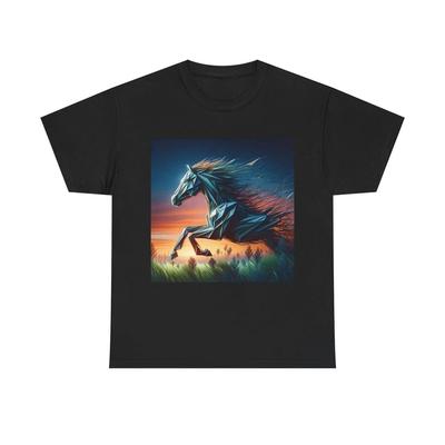 Unisex T-Shirt für Erwachsene Geometrisches Pferd im Präriewind
