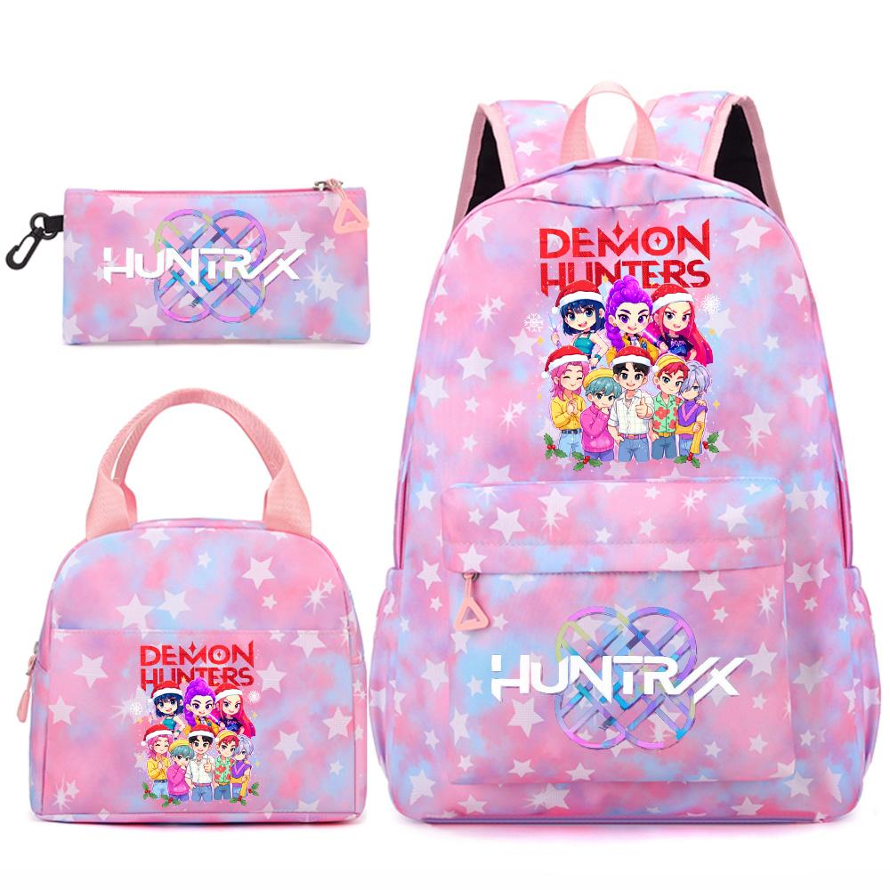 3Pcs/set Christmas Kpop Printed Backpack Handbag Pencil Case for Teenger Student Girl Boy Schoolbag Kid Bookbag Large Capacity Travel Bag Gift