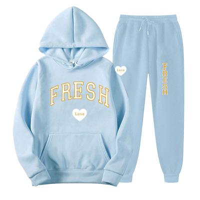New Love Pattern Winter Couple Hoodie Suit Hoodie and Pants 2 Pieces Casual TracksuitSet Youth Popular Sports and Leisure