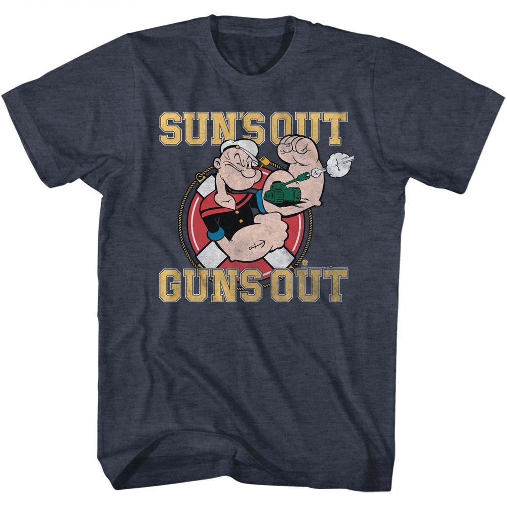 Popeye Suns Out Guns Out Short Sleeve Heather Adult T-shirt M